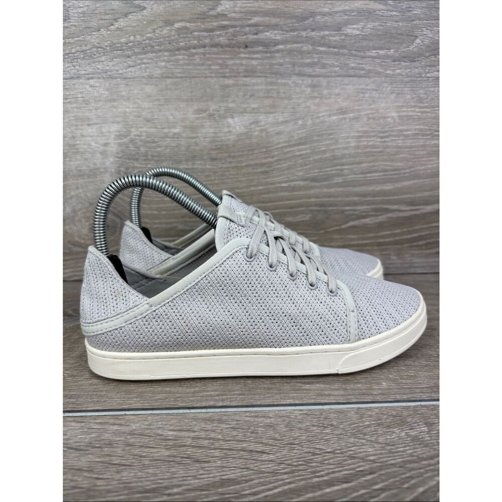 Olukai Pehuea Li Women’s Sz 7/EU 37 Gray Mesh Low Lace Up Collapsible Heel Shoes